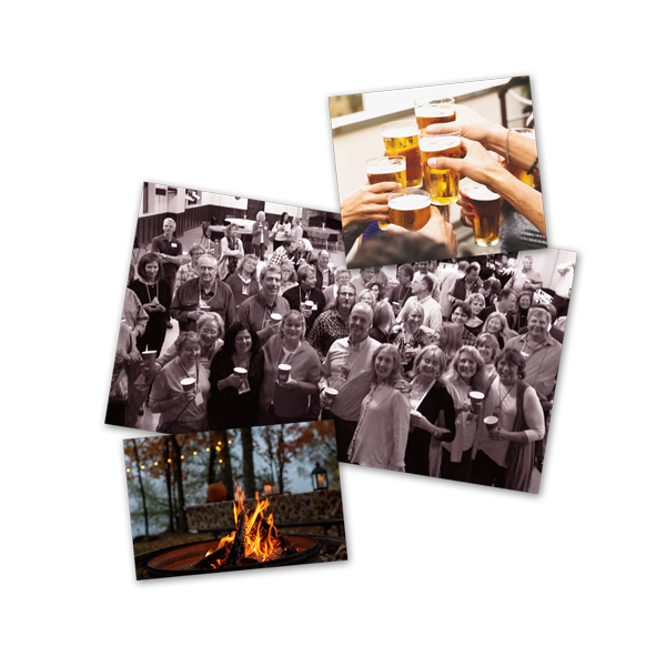 Classmates gathered with drinks